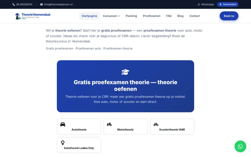 Website Theorie Veenendaal — Rijschool