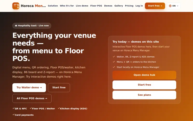 Website Horeca Menu Manager — Horeca