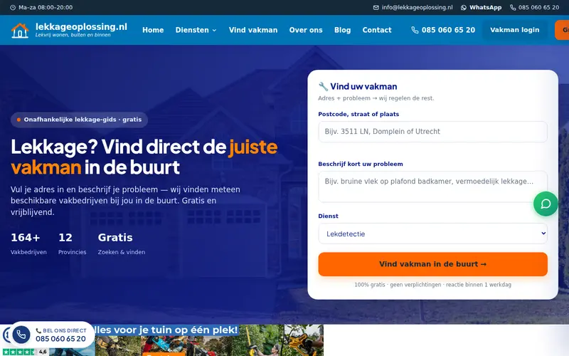 Website LekkageOplossing — Loodgieter