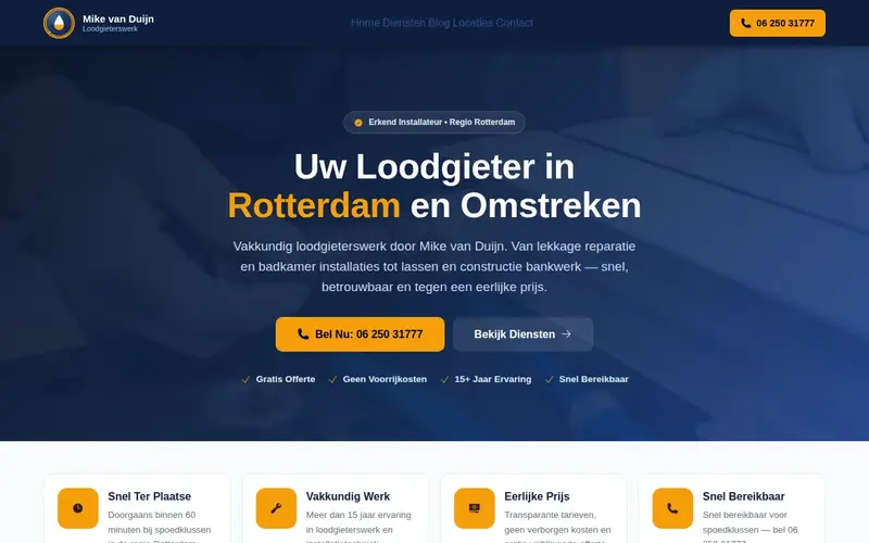 Website Mike van Duijn Loodgieterswerk — Loodgieter
