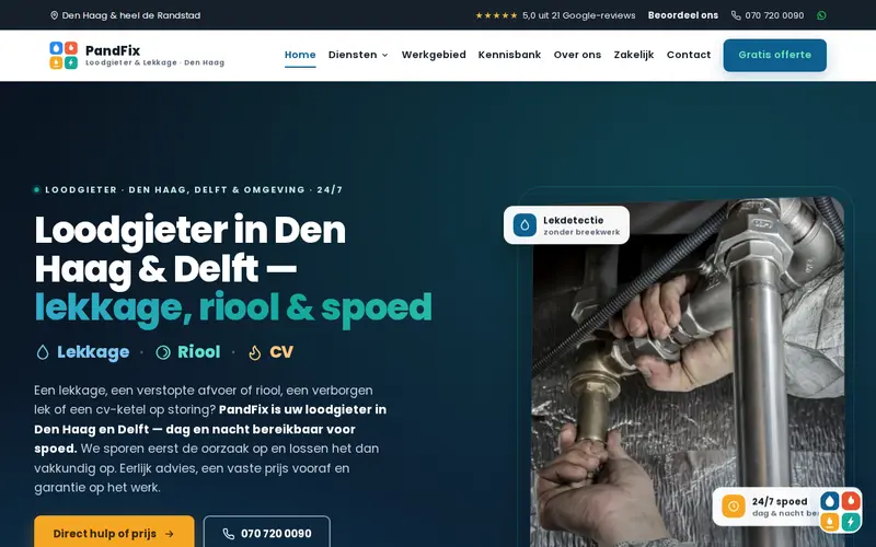 Website PandFix — Loodgieter