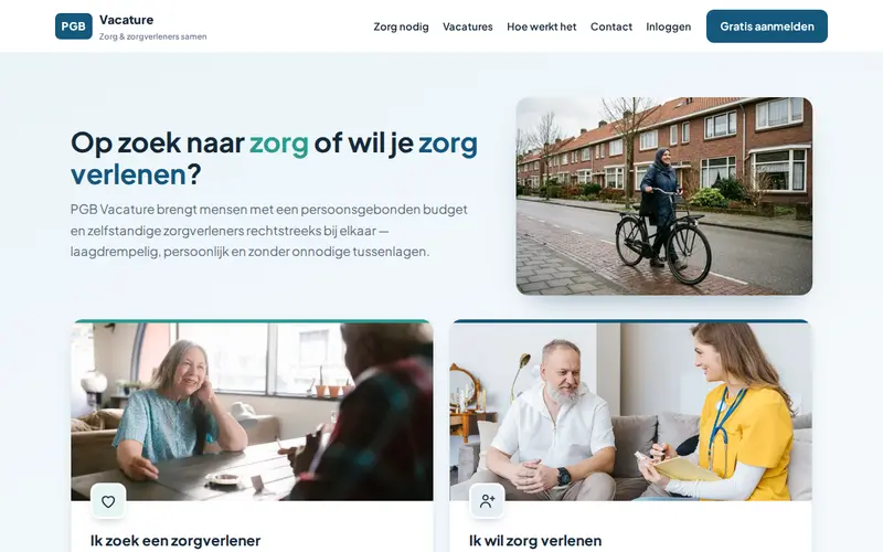 Website PGB Vacature — Zorg