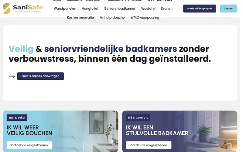 Website SaniSafe — Badkamer