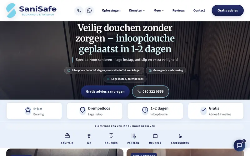 Website SaniSafe Badkamers — Badkamer