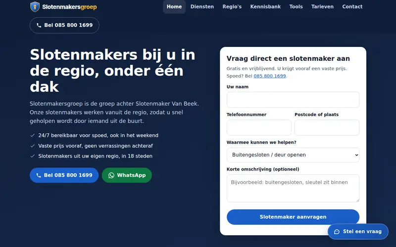 Website Slotenmakersgroep — Klusbedrijf