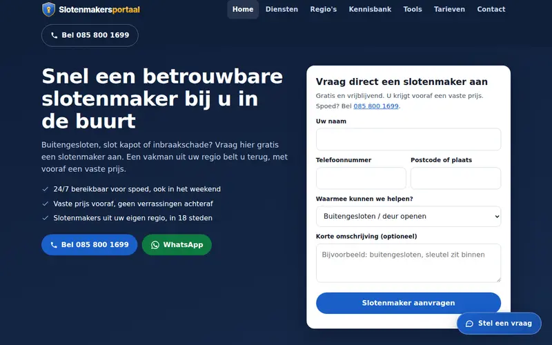 Website Slotenmakersportaal — Klusbedrijf