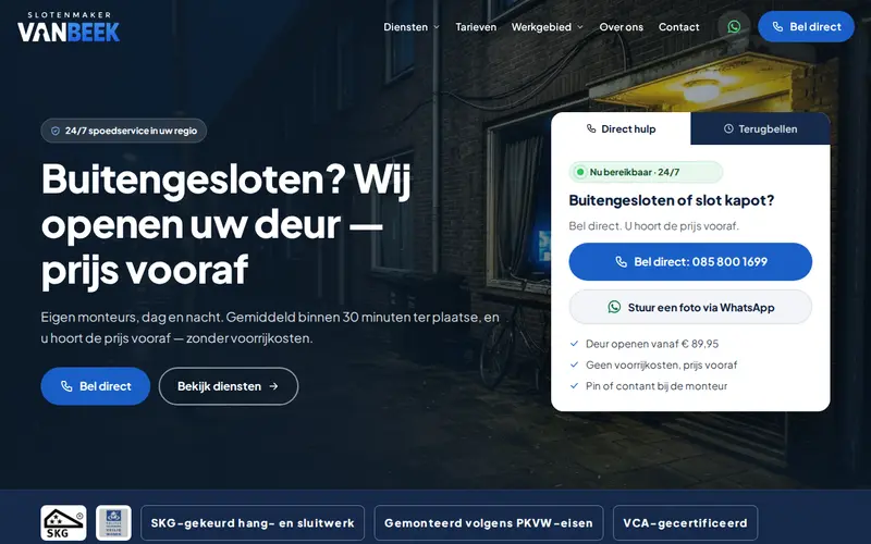 Website Slotenmaker Van Beek — Slotenmaker
