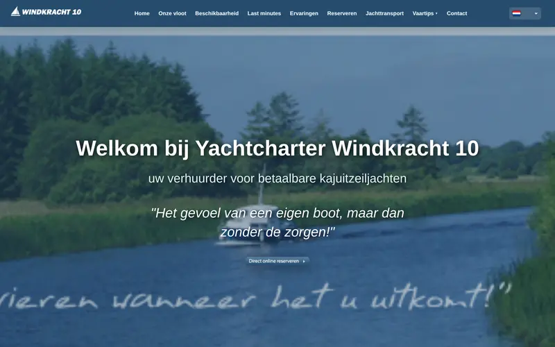 Website Yachtcharter Windkracht 10 — Vaarvakantie
